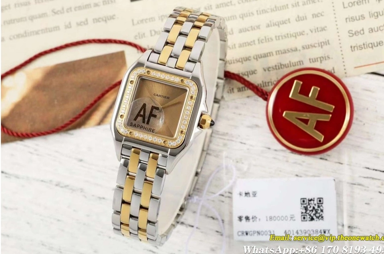 Dial YG 22mm De Ladies Dia SS Quartz Secrete Panthere AF Gold Brown 1218